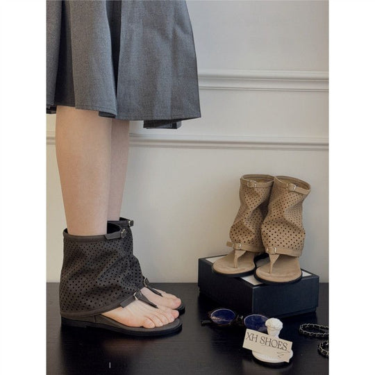 Damen modische Stiefeletten mit perforiertem Design EB