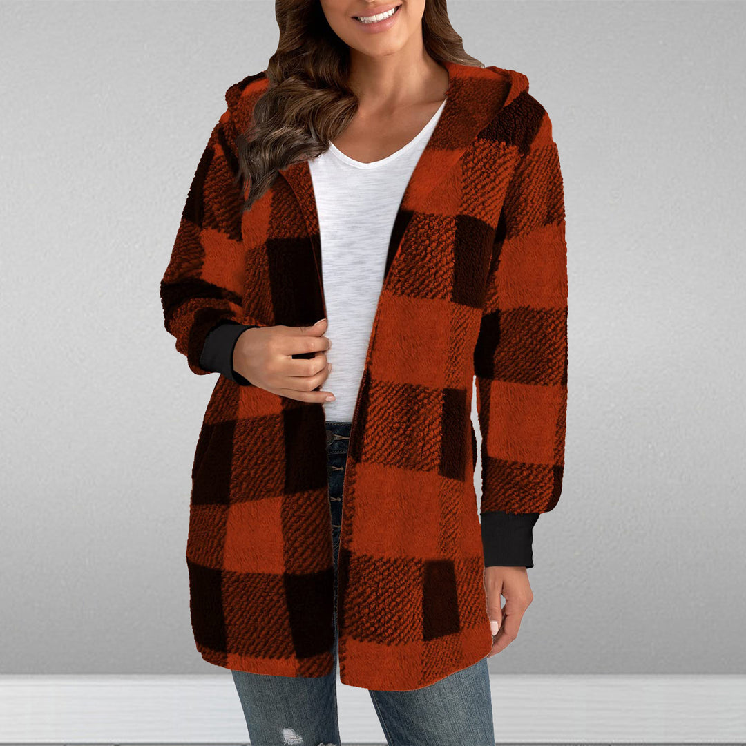 Damen Kuschelige Oversized Jacke mit Kapuze EB