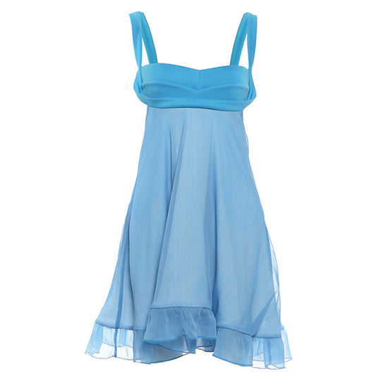 Damen Chiffonkleid mit fließendem Saum und herzförmigem Ausschnitt EB