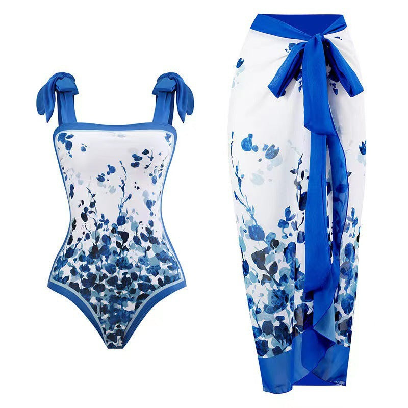 Damen Einteiler Badeanzug mit asymmetrischem Schnitt und eleganter Palazzo-Hose EB