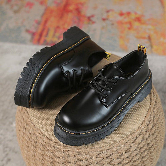 Damen modische Lacklederschuhe mit robuster Sohle und trendiger Nahtführung EB
