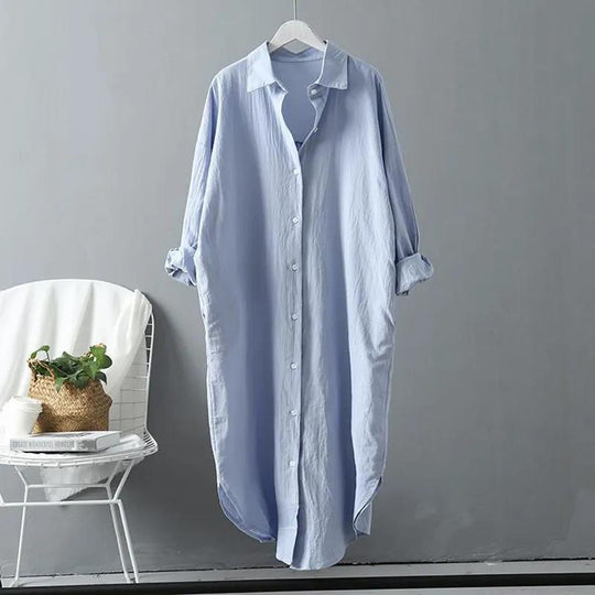 Damen oversized Blusenhemd in lässigem Schnitt mit Knopfleiste EB