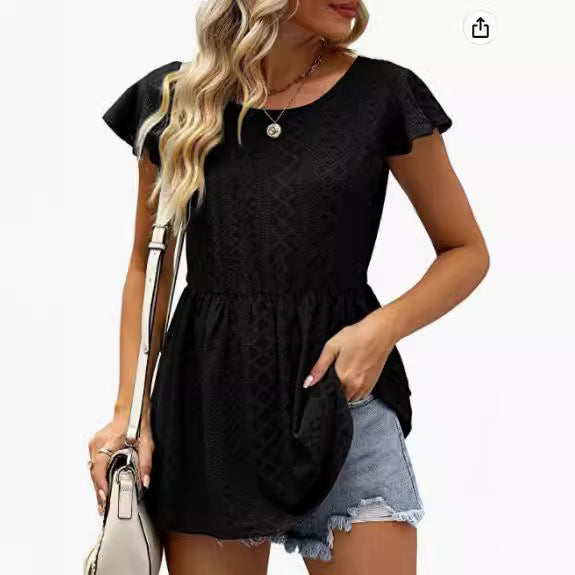Damen Sommerliches Blusenshirt mit Rüschendetails EB