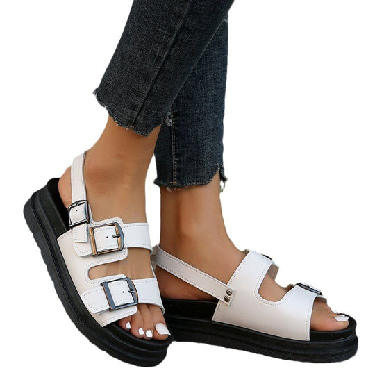 Damen modische Riemensandalen mit verstellbaren Schnallen EB
