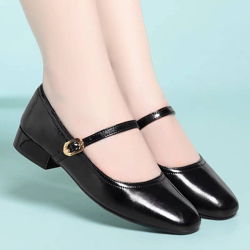 Damen Elegante Mary Jane Ballerinas mit Schmuckdetails und bequemem Absatz EB