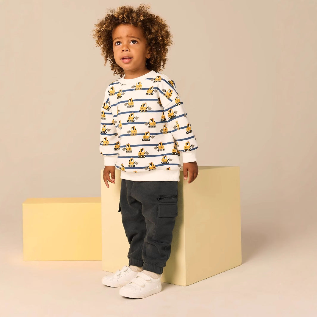 Kinder Sweatshirt mit lustigem Baustellenmuster EB