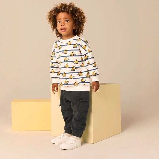 Kinder Sweatshirt mit lustigem Baustellenmuster EB
