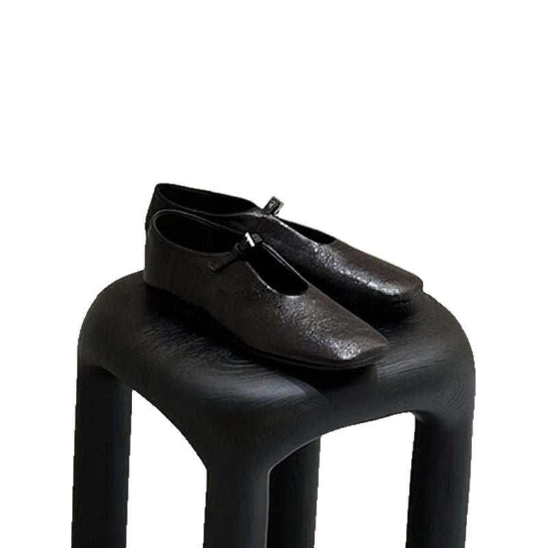 Damen elegante T-Strap Ballerinas mit hochwertigem Leder EB