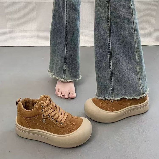 Damen Chunky Sneakers mit weichem Veloursleder und dämpfender Sohle EB