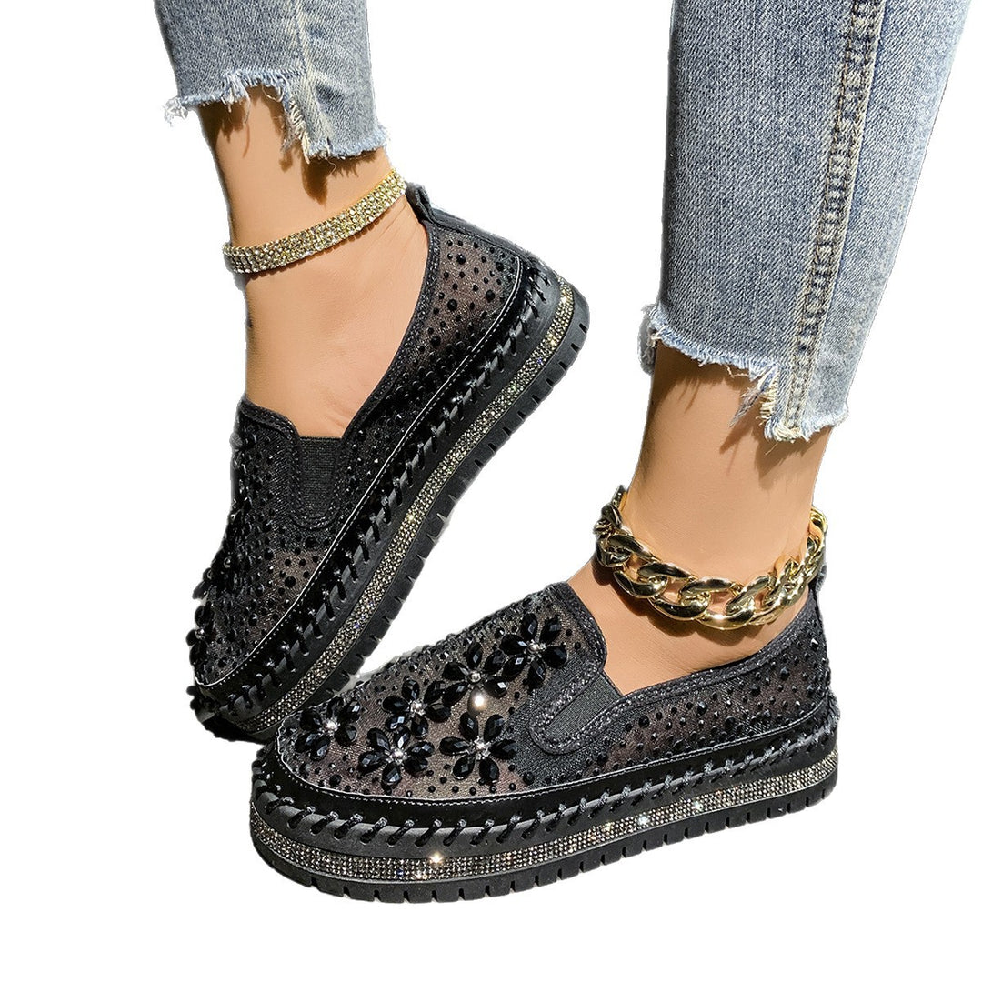 Damen Glamouröse Slip-On Sneakers mit funkelnden Applikationen EB