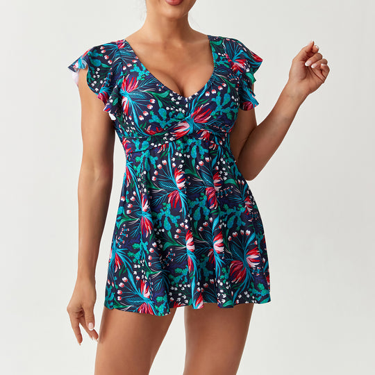 Damen Schwimmkleid mit Rüschendetails EB