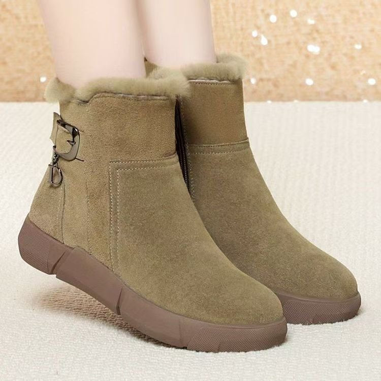 Damen modische Winterboots mit flauschigem Kunstfellkragen und stabiler Sohle EB