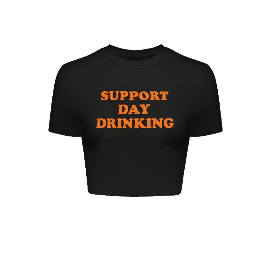 Damen Crop-T-Shirt mit kreativem Spruchdesign EB