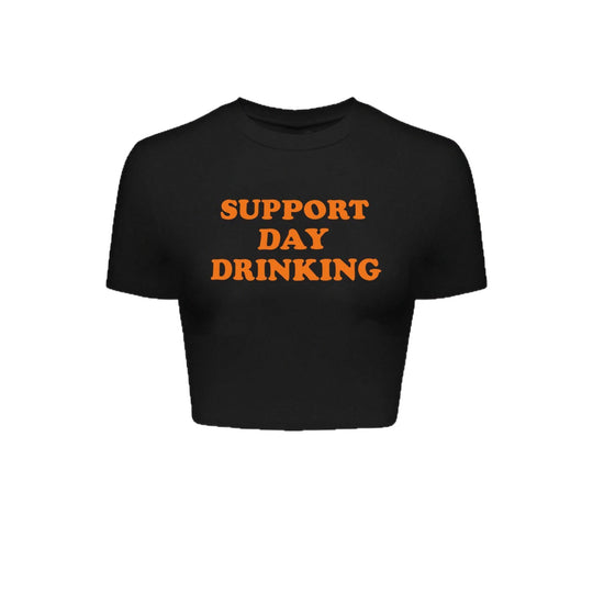 Damen Crop-T-Shirt mit kreativem Spruchdesign EB
