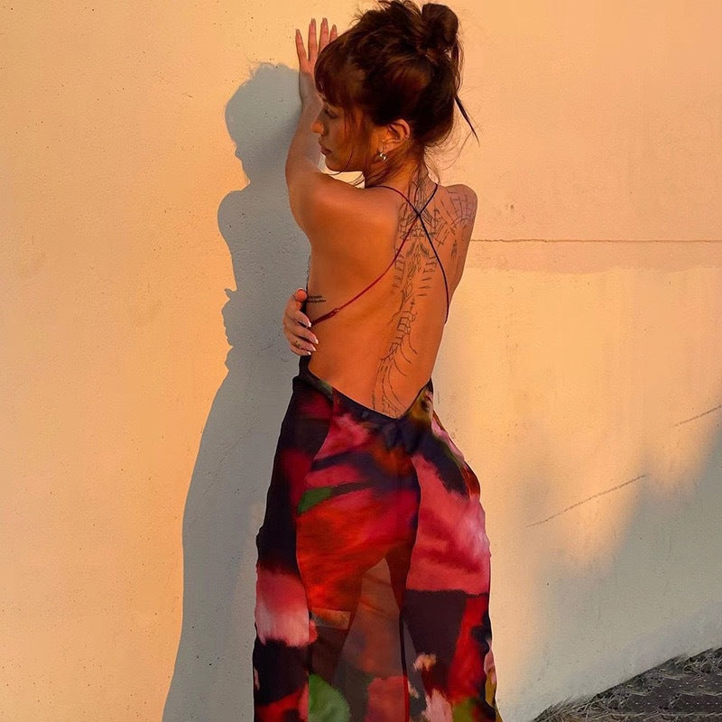 Damen Maxikleid mit raffiniertem Spitzenbesatz und floralen Mustern EB