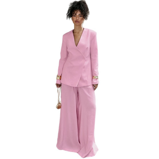 Damen Elegantes Ensemble aus Blazer und weitem Hose EB