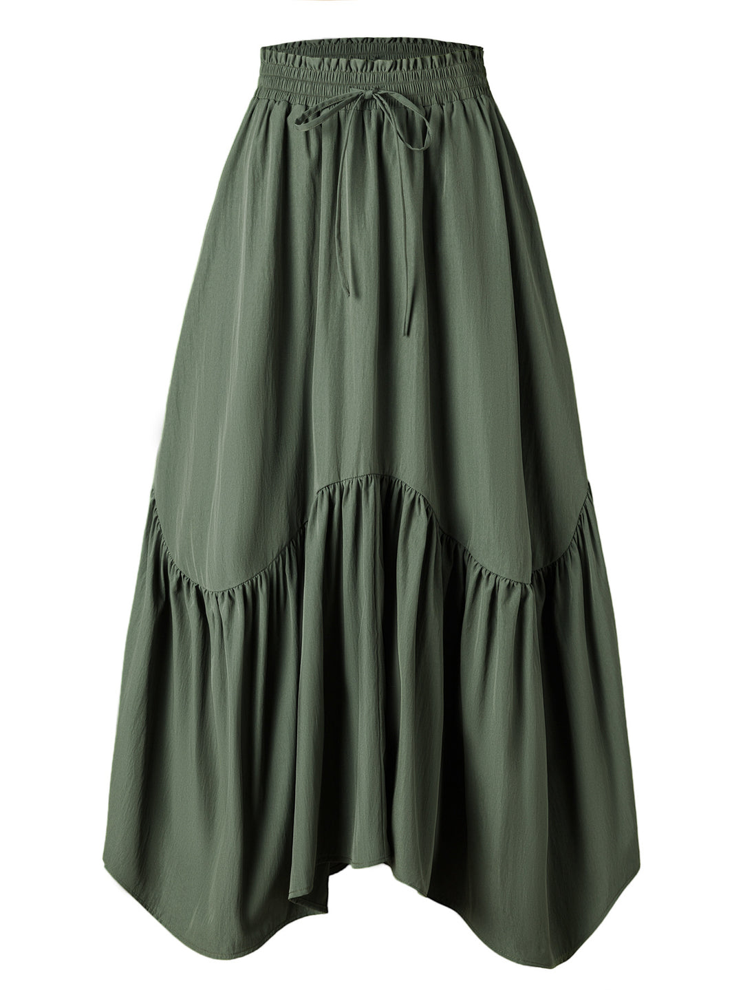 Damen Maxi-Rock mit kreativem Volantdesign und elastischem Bund EB