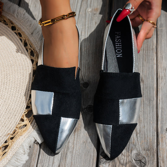 Damen modische Slipper mit glänzendem Obermaterial und weichem Fußbett EB