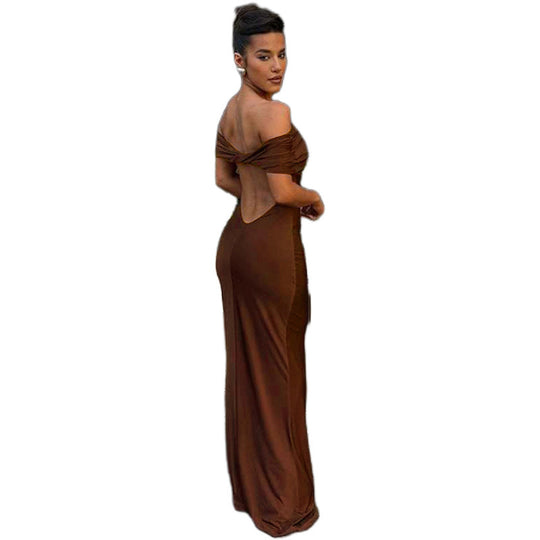 Damen Off-Shoulder Maxikleid EB