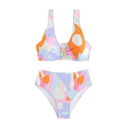 Damen Bikini-Set mit verspieltem Schnitt und hohem Taillendesign EB