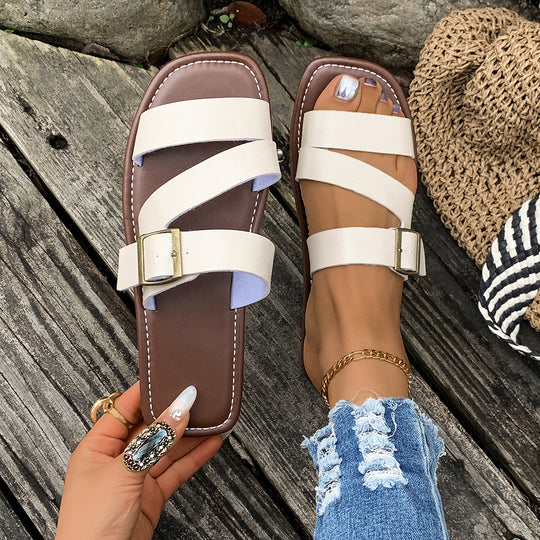Damen Bequeme Riemchensandalen mit verstellbarem Schnallenverschluss EB