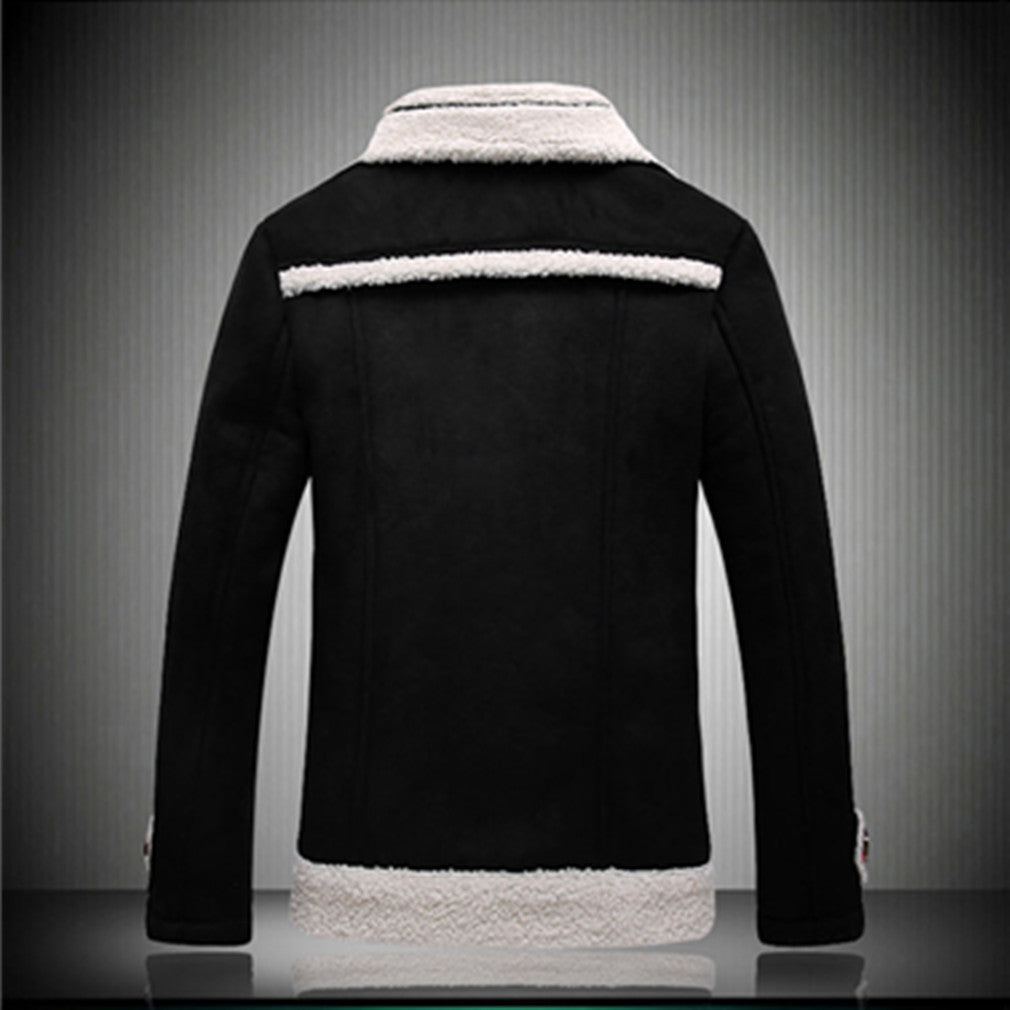 Herren warme Lammfelljacke mit Knopfkragen EB