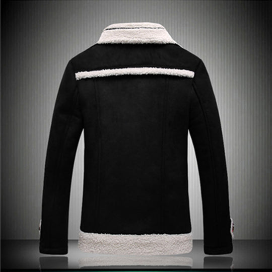 Herren warme Lammfelljacke mit Knopfkragen EB