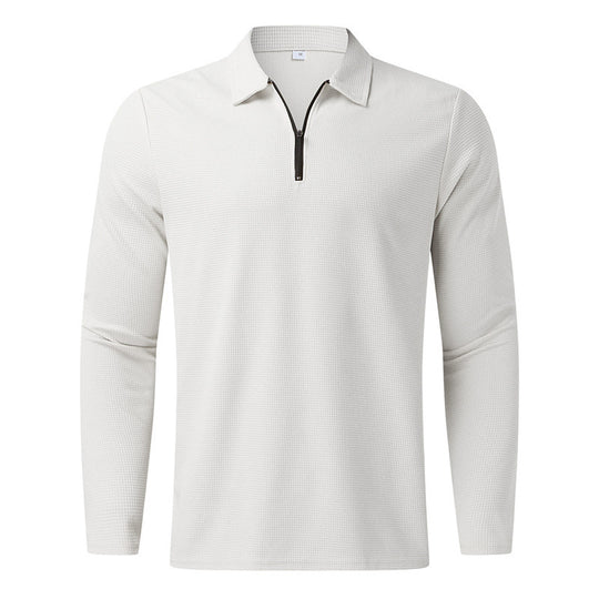 Herren Langarm Polo-Shirt mit modernem Reißverschluss und atmungsaktiver Struktur EB