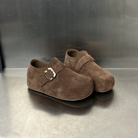 Damen Komfortable Wildleder-Clogs mit elegantem Schnallenverschluss EB