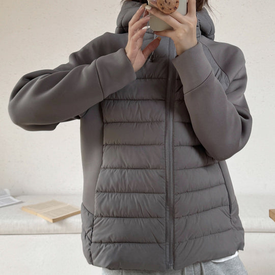 Damen Innovative Hybridjacke mit hohem Kragen und abnehmbarer Kapuze EB