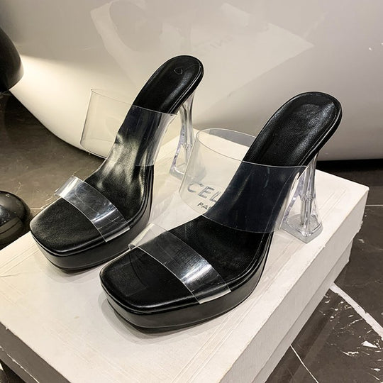 Damen elegante transparente High Heel Sandalen EB