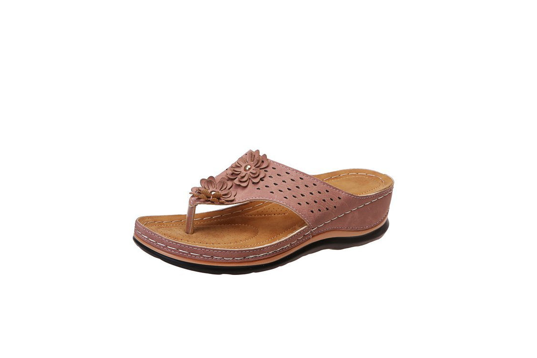Damen Komfortable Zehentrenner-Sandalen mit floralem Design EB