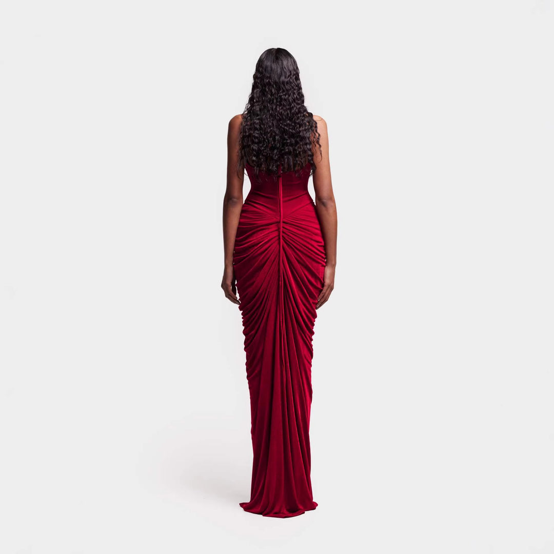 Damen Elegantes Maxikleid mit raffiniertem Rüschen-Design EB