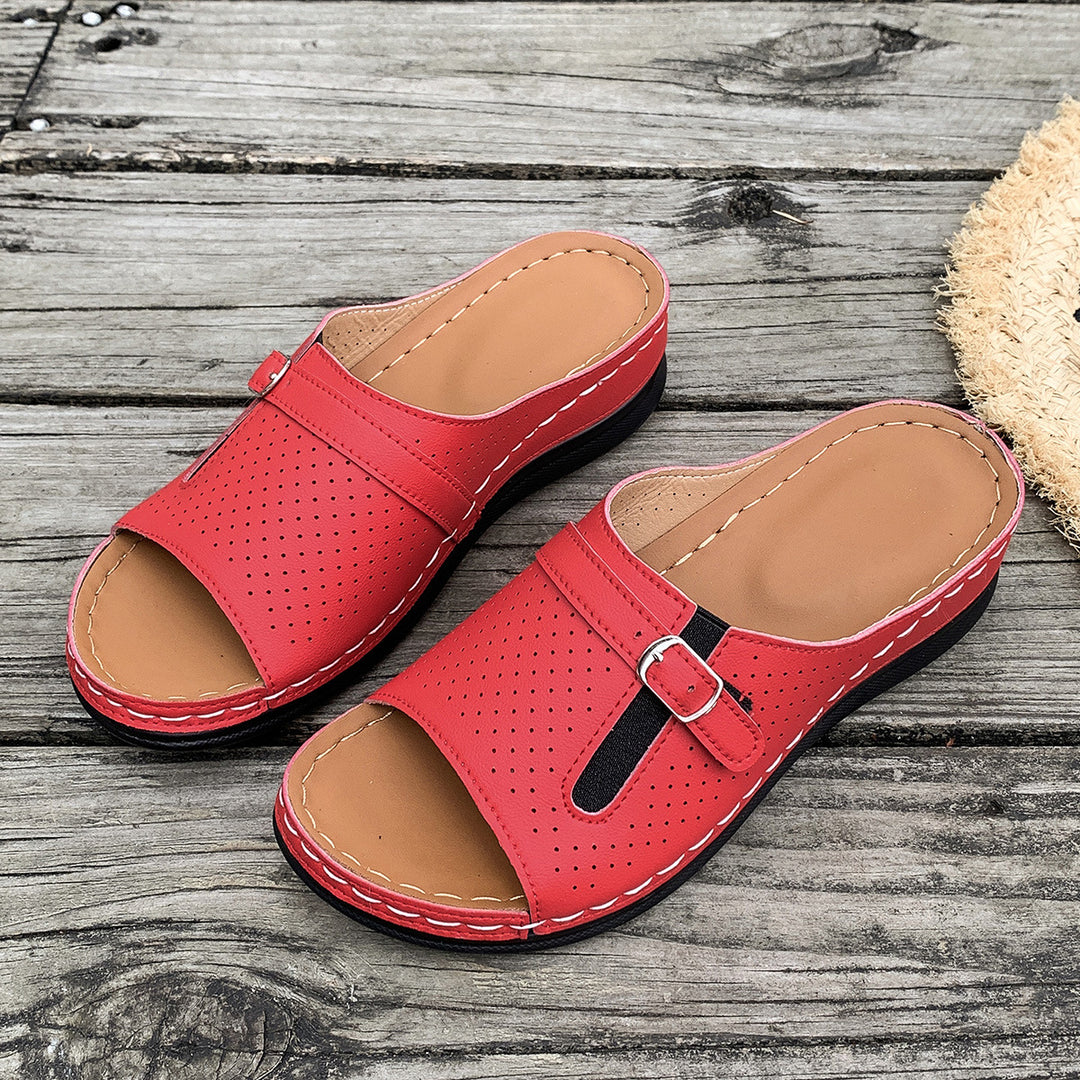 Damen Bequeme Fußbett-Sandalen mit verstellbarem Riemen EB