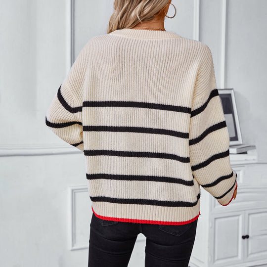 EB | Gestreifter Strickpullover Mit Weichem Material