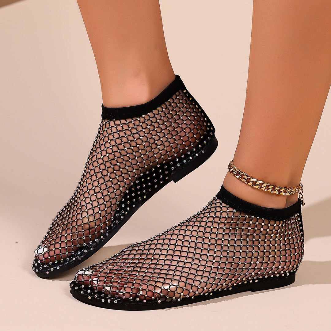 Damen modische Netz-Slippers mit funkelnden Strassapplikationen EB