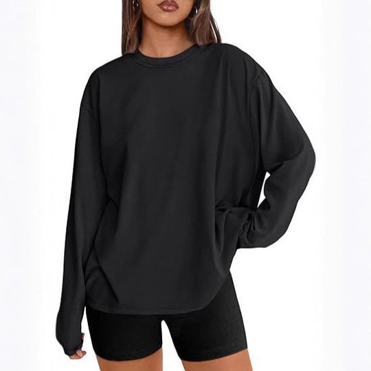 Damen Oversize-Sweatshirt mit Rundhalsausschnitt und verlängertem Saum EB