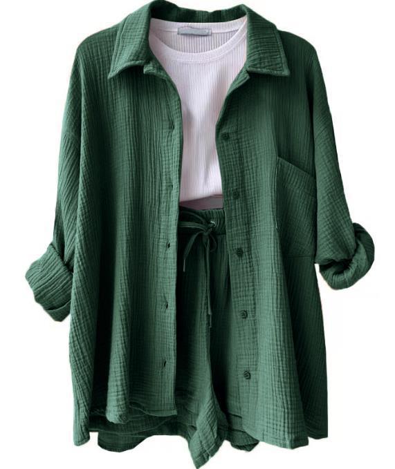 Damen lässige Oversized-Hemdjacke mit Gürtel EB