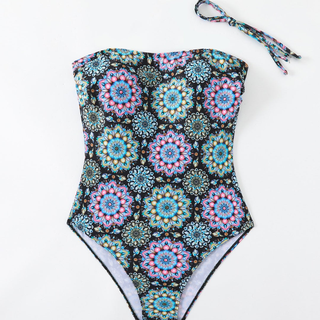 Damen Bandeau-Badeanzug mit einzigartigem Mandala-Muster EB