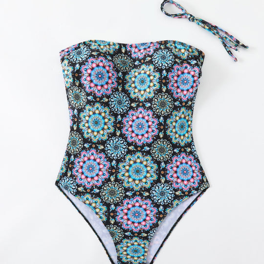 Damen Bandeau-Badeanzug mit einzigartigem Mandala-Muster EB