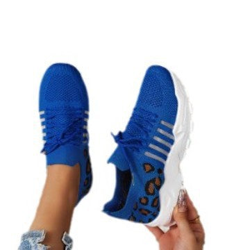 Damen Sportliche Sneakers mit atmungsaktiver Netzstruktur und modischem Leopardenmotiv EB