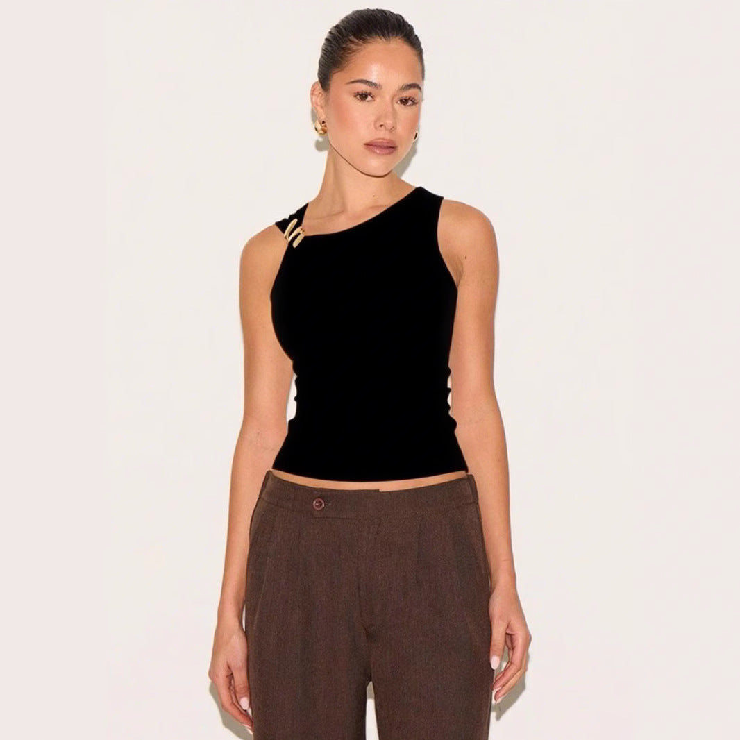 Damen Elegantes Tanktop mit dekorativem Knotendetail EB