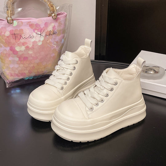 Damen modische Plateau-Hochschuh Sneakers mit dreifarbiger Sohle EB