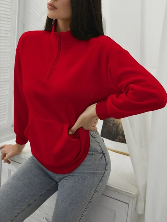 Damen bequemer Stehkragen Pullover EB