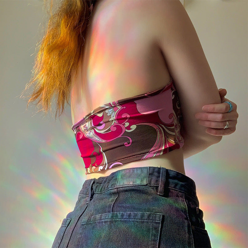 Damen trägerloses Crop-Top mit dekorativem Knoten EB
