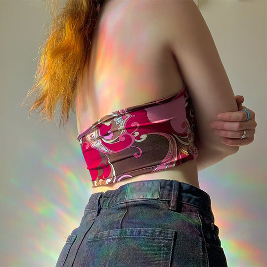 Damen trägerloses Crop-Top mit dekorativem Knoten EB