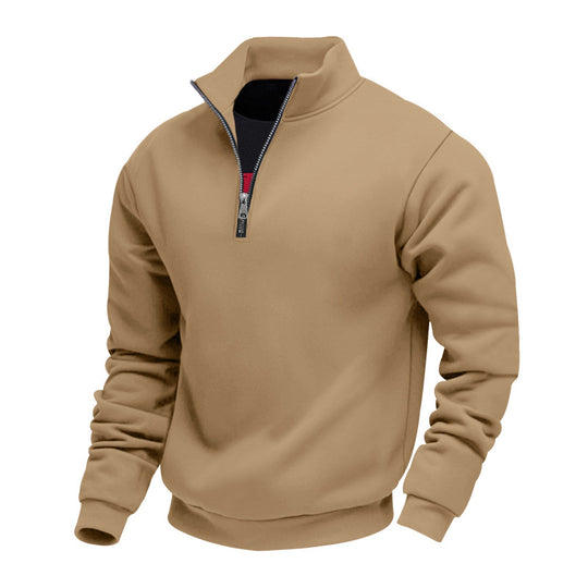 Herren sportlicher Sweatshirt mit modernem Stehkragen und Reißverschluss EB