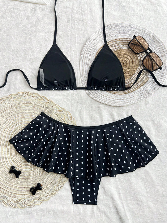 Damen Triangel-Bikini mit verspieltem Rüschensaum EB