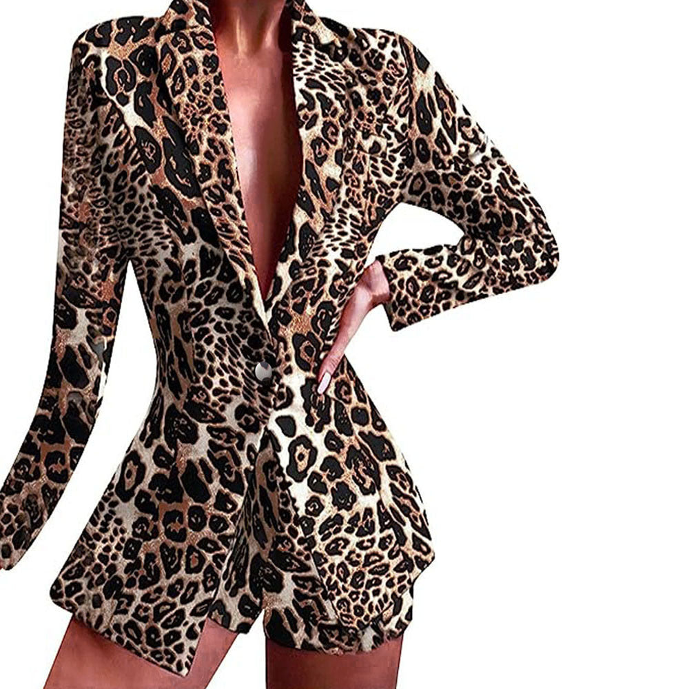 Damen Modischer Blazer mit kurzen Hosen und auffälligem Farbdesign EB