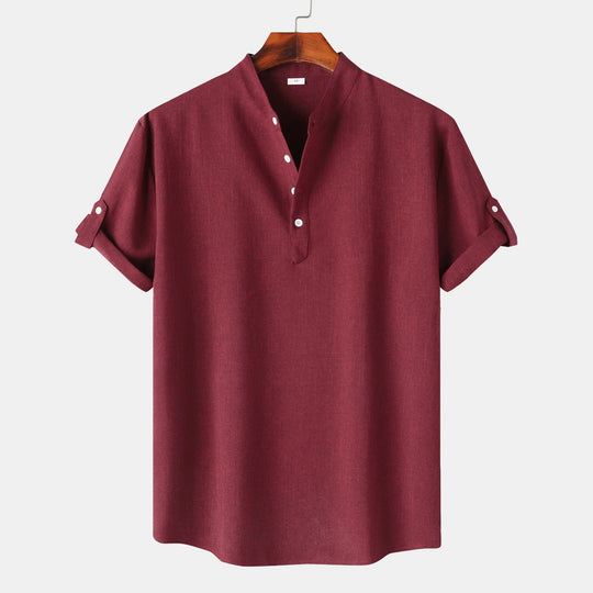 Herren Kurzarmhemd mit innovativem Henley-Ausschnitt und lässigem Design EB